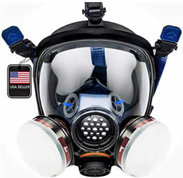 Face shield with respirator